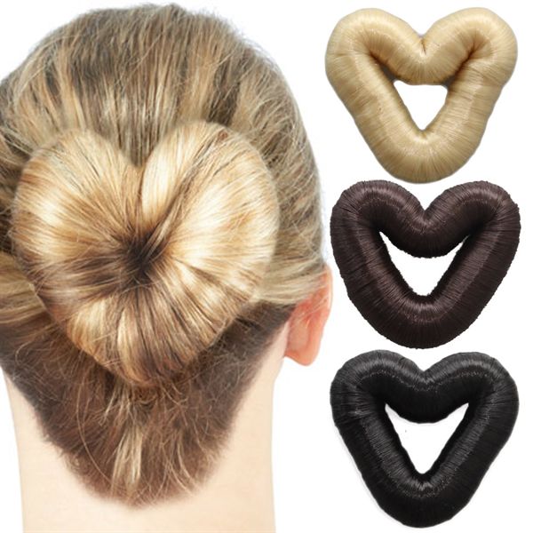 5 cm heart hair donut with artificial hair in various colours - Hair Accessories | Fashiongirl