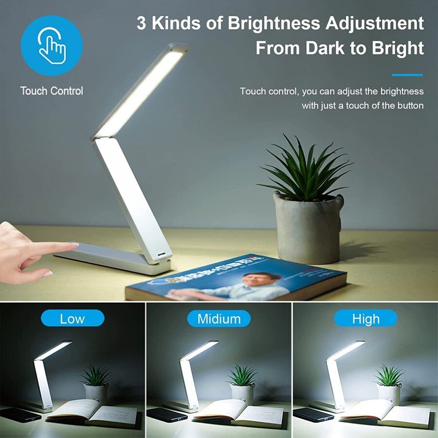 Battery powered LED lamp light - Foldable desk lamp - White - | Fashiongirl