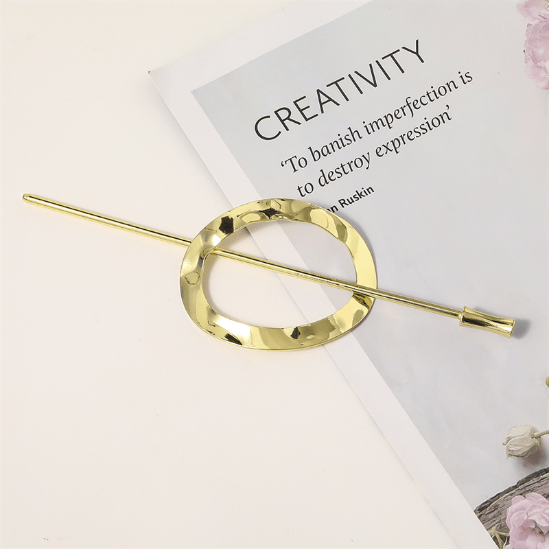 Chris Rubin Nova Oval Sliding Hair Claw - Gold - Hair Accessories