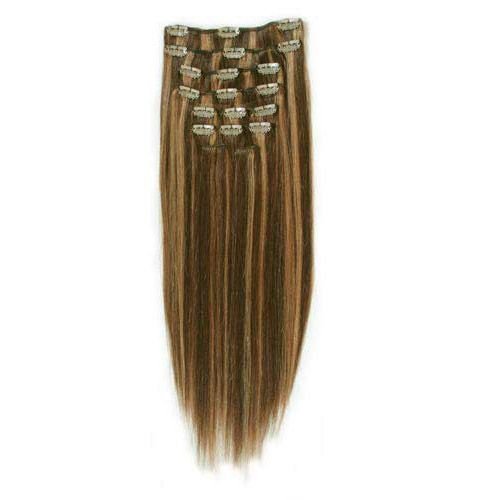 Clip In Extensions - 40 cm #4/27 Brown/ Medium Blonde Mix - | Fashiongirl