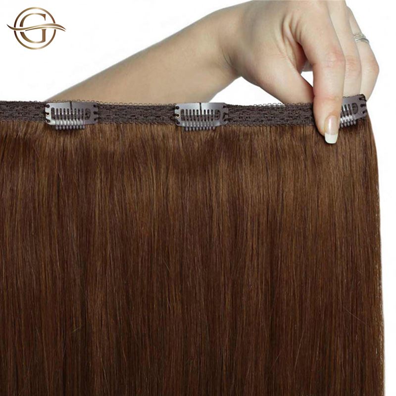 Clip on hair extensions #6 Light brown - 7 sets - 50 cm | Gold24 - | Fashiongirl