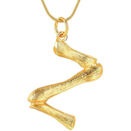 Gold Bamboo Alphabet / Letter Necklace - Z - | Fashiongirl