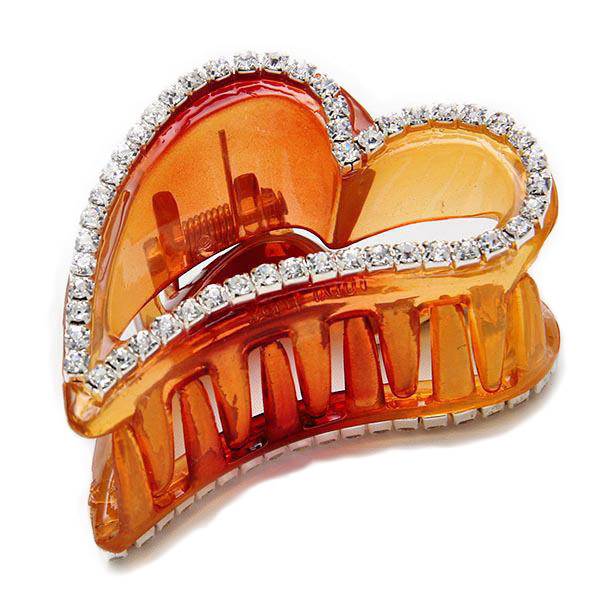 Hair clip - Peach Tortoise w/ Rhinestones - | Fashiongirl