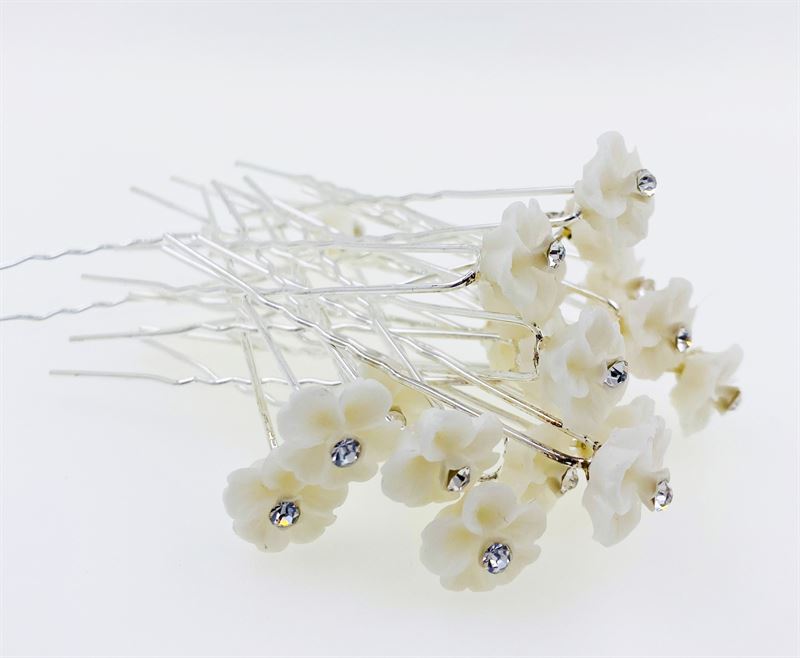 Hair decoration Hair pins White Flower - 20 pcs - Hair Accessories | Fashiongirl