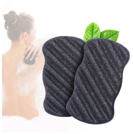 Konjac Dry Sponge Wave Bamboo Charcoal (for Body) - 1 piece - | Fashiongirl