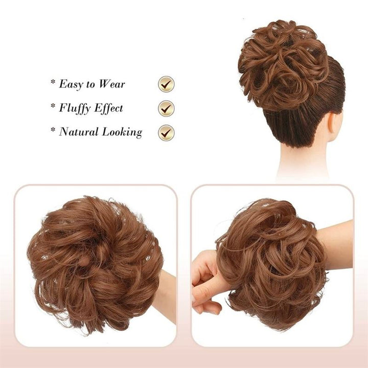 Messy Bun Hair elastic with curly artificial hair - 30# Light Brown - Hair Accessories | Fashiongirl