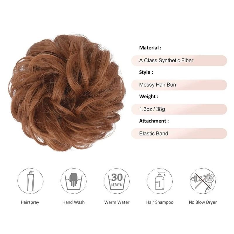 Messy Bun Hair elastic with curly artificial hair - 30# Light Brown - Hair Accessories | Fashiongirl
