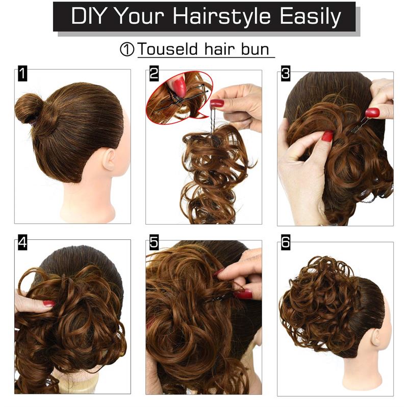 Messy Curly Hair for bun #8 - Medium Ash Brown - Hair Accessories | Fashiongirl