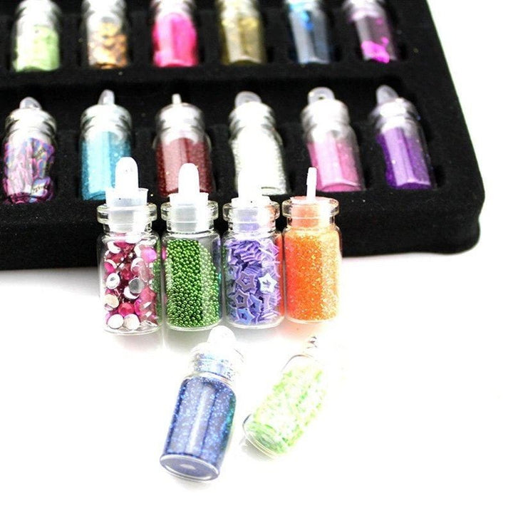 Nail Decoration / Nail Decoration Kit for manicure with pearls, sequins, glitter &amp; diamonds - 48 bottles - | Fashiongirl