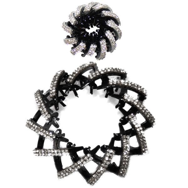 Ponytail Spiral with rhinestones/ Bird Nest Hair Clip - Silver - | Fashiongirl