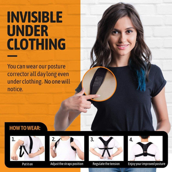 Posture support for back &amp; shoulder | Posture 2.0 Posture corrector band, black - Shapewear | Fashiongirl