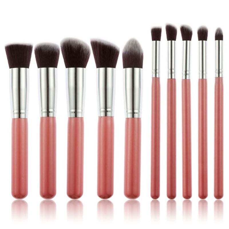 PRO Makeup Brushes Rose / silver - 10 pcs - | Fashiongirl