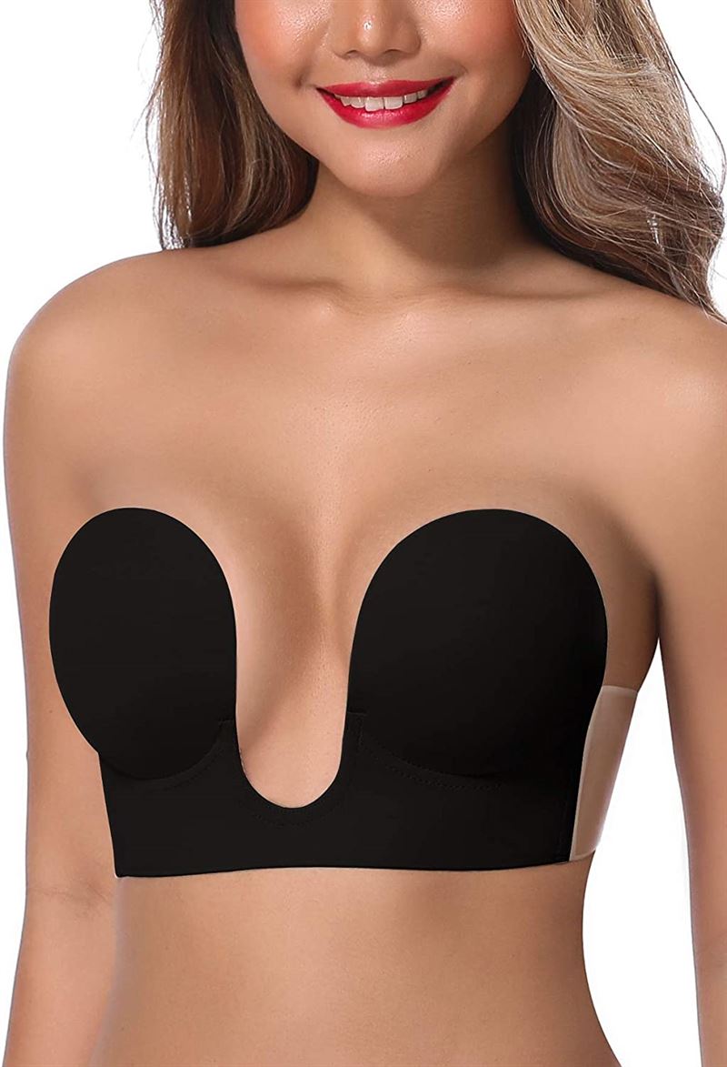Shapelux Deep U - shaped Self - fitting Bra - Black - Shapewear | Fashiongirl