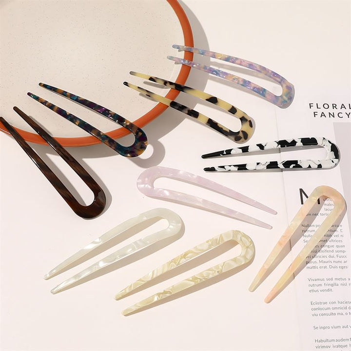 SOHO Dean Hairpin - Black Marble - Hair Accessories | Fashiongirl