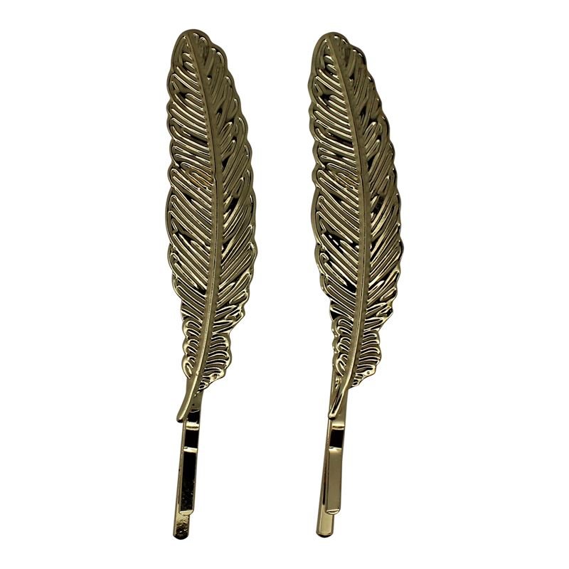 SOHO Feather Hair Clip - Gold (2 pcs) - | Fashiongirl