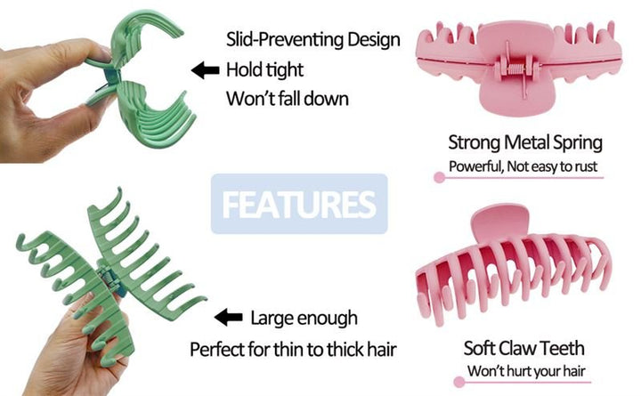Image of the SOHO Kana Hair Claw - Bark Brown by SOHO, featuring wide, soft claw teeth, a strong metal spring, slip-preventing design, large size for all hair types, and a secure grip for gentle styling.