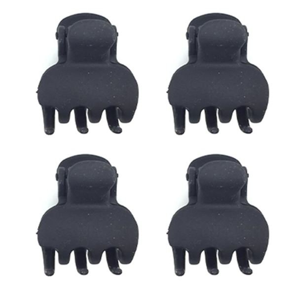 The SOHO Mini Hair Claws - Black 4 pcs by SOHO features four matte black five-prong claws, neatly arranged on a white background.