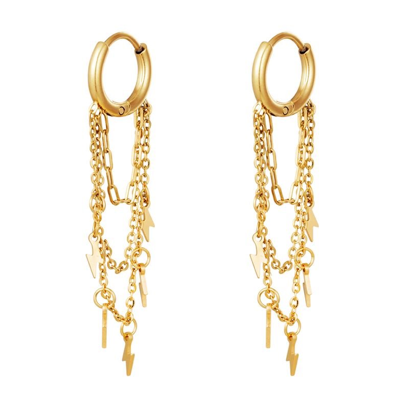 SOHO Thunder Hoop Earrings - Gold - | Fashiongirl