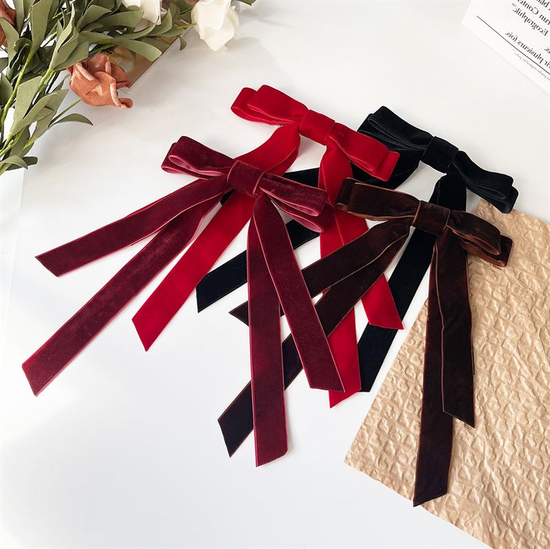 SOHO Vania Velvet Bow Hair Clip - Black - Hair Accessories | Fashiongirl