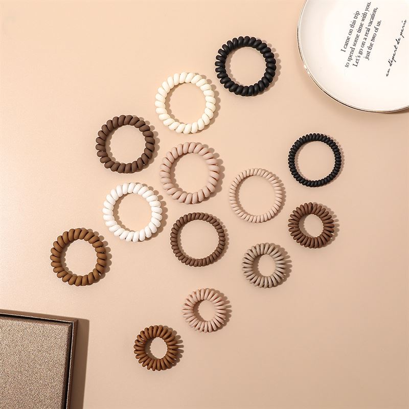 SOHO Wave Spiral Hair elastics - Brown - Hair Accessories | Fashiongirl