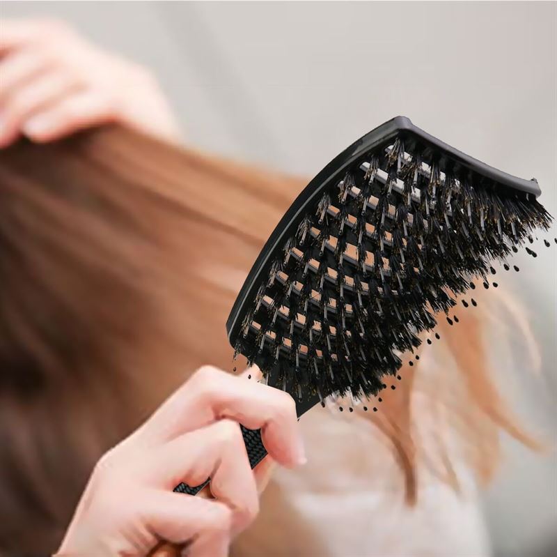 TBC Detangling Hair Brush with Boar Hair - Black - Hair Styling tool