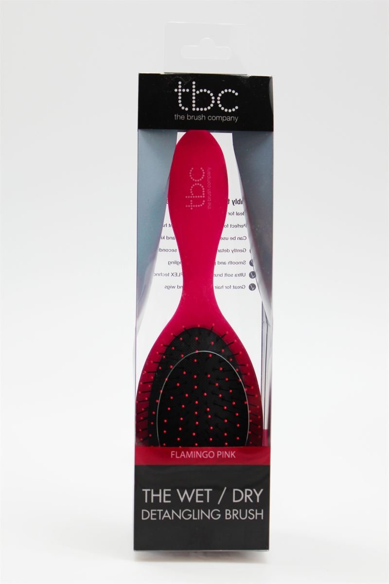 TBC The Wet &amp; Dry Brush Detangler Hair Brush - Flamingo Pink - Hair Styling tool
