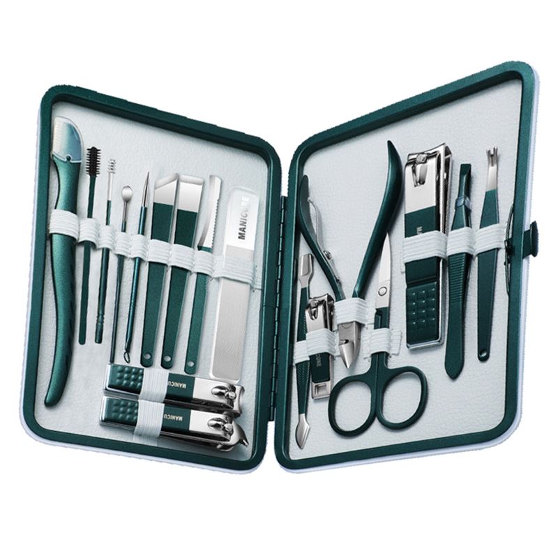 UNIQ 18 - in - 1 Manicure / Grooming Set for nails, feet, face - Dark green - | Fashiongirl