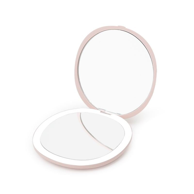 UNIQ Compact Double - sided Travel Mirror with LED (5x magnification) - Rose - | Fashiongirl
