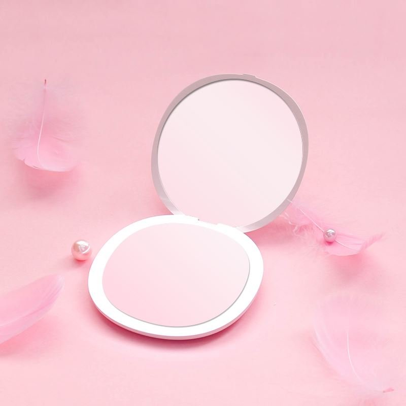 UNIQ Compact Double - sided Travel Mirror with LED (5x magnification) - Rose - | Fashiongirl