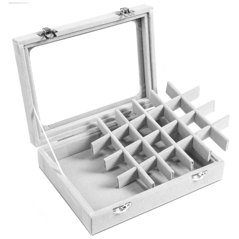 UNIQ Jewellery Box in Grey Velour - Jewelry Box