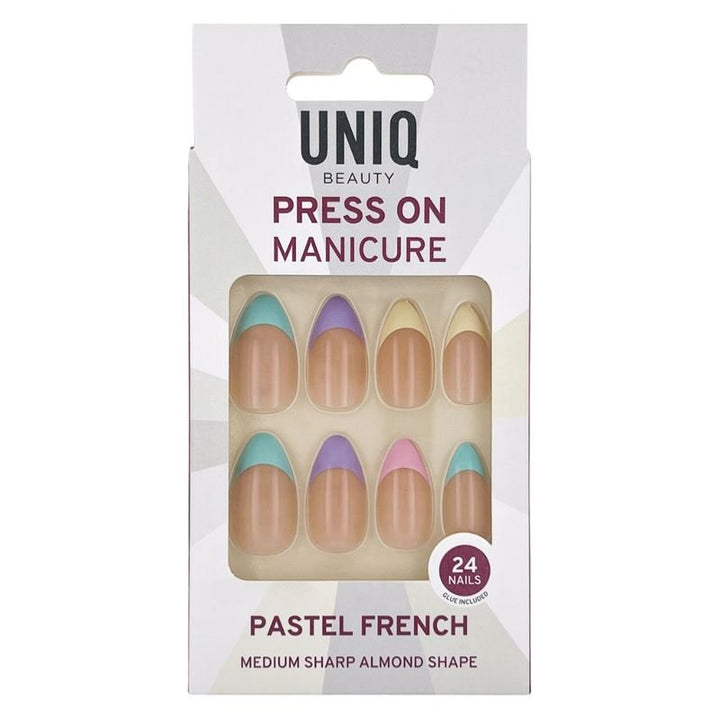 UNIQ Press On Nails with Glue - Pastel French - | Fashiongirl