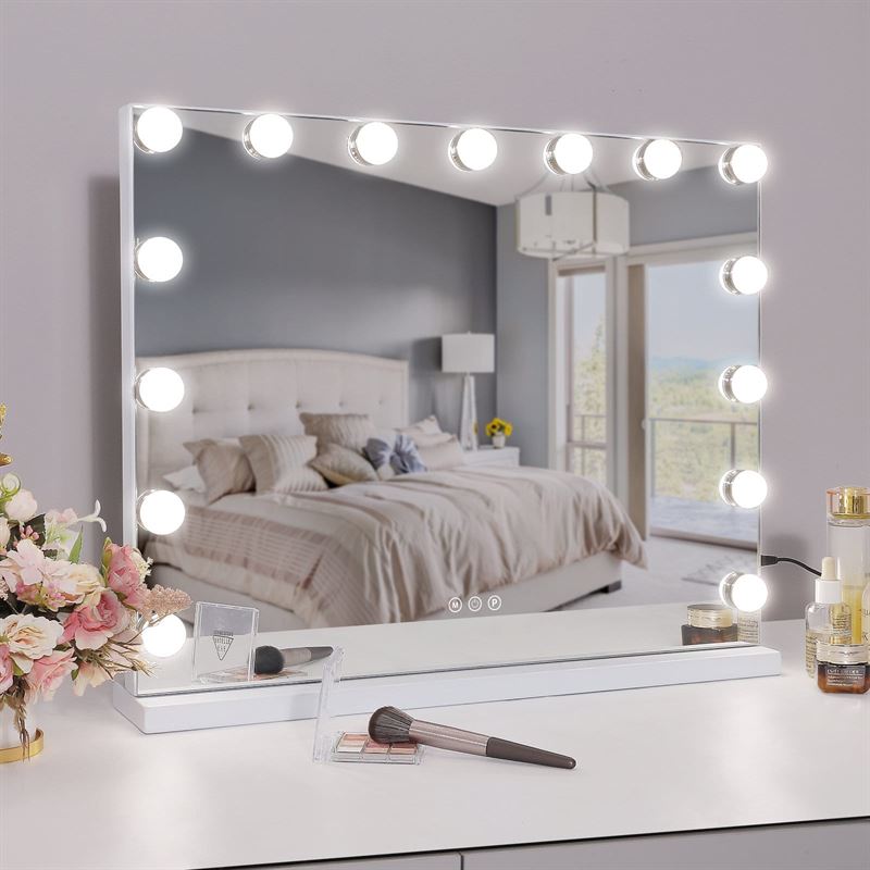 UNIQ XL Hollywood Vanity Mirror with 15 LED bulbs and touch function - White - Mirror