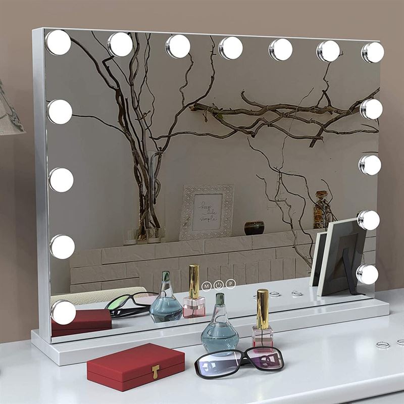 UNIQ XL Luxury Hollywood Vanity Mirror with 15 LED Lights and Touch Function – White - Mirror